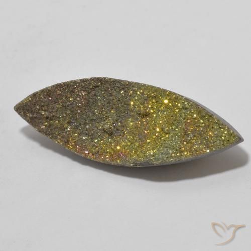 6.89 ct Multicolor Rainbow Pyrite Stone, Natural Rainbow Pyrite in Marquise Crystal Cluster Shape for Sale