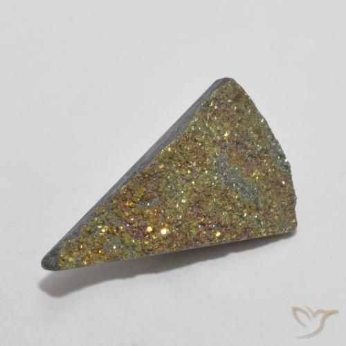 4.43 ct Multicolor Rainbow Pyrite Stone, Natural Rainbow Pyrite in Trillion Crystal Cluster Shape for Sale