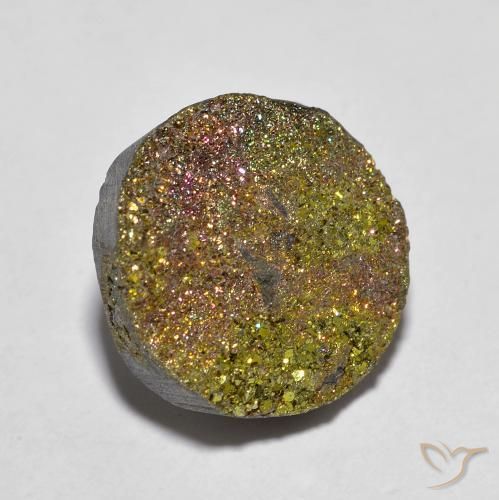 5.14 ct Multicolor Rainbow Pyrite Stone, Natural Rainbow Pyrite in Round Crystal Cluster Shape for Sale