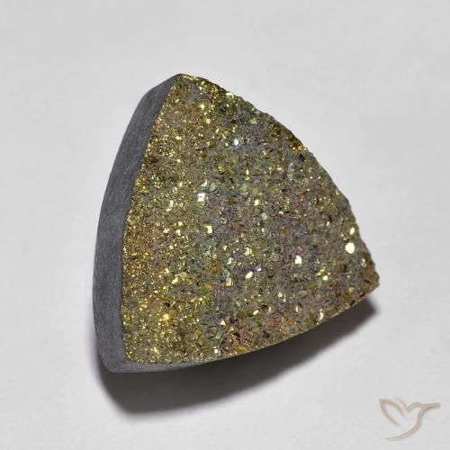 6.36 ct Multicolor Rainbow Pyrite Stone, Natural Rainbow Pyrite in Trillion Crystal Cluster Shape for Sale