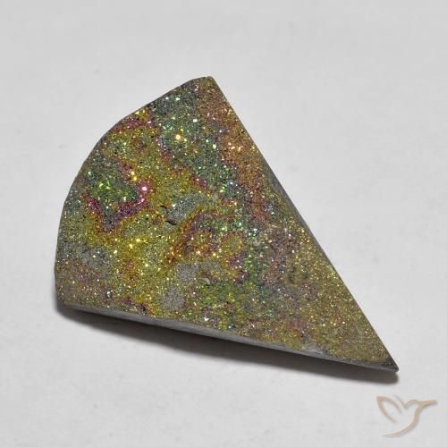 10.16 ct Multicolor Rainbow Pyrite Stone, Natural Rainbow Pyrite in Pear Crystal Cluster Shape for Sale
