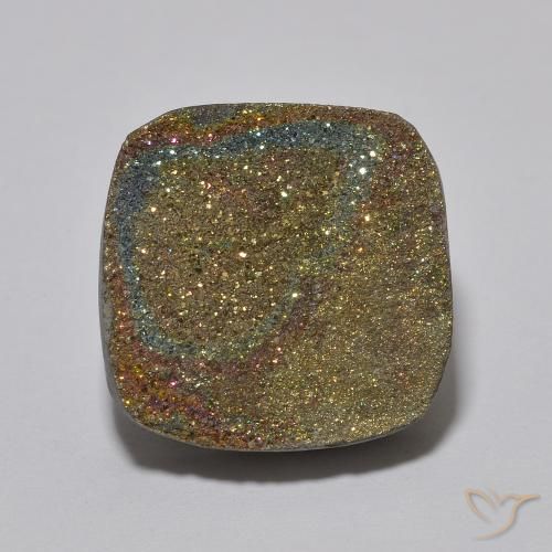 Pirite arcobaleno da 10,04 ct, 15,1 x 14,8 mm dalla Russia, Photo A