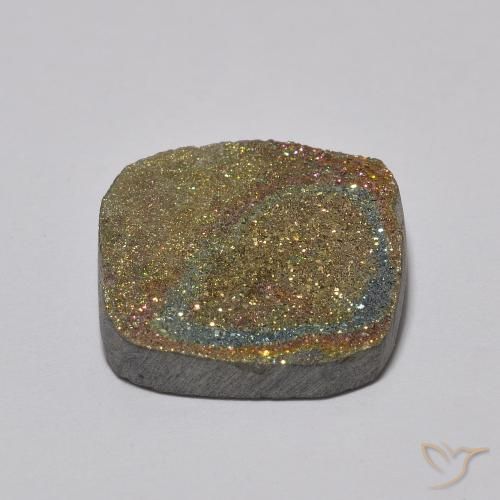 Rainbow Pyrite Gemstone in 15 x 15 mm (calibrated) Size for Sale, Rainbow Pyrite Stone in Multicolor Color