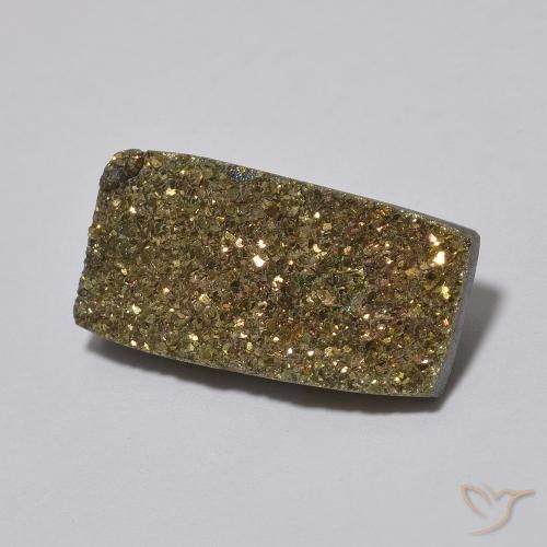 5.47 ct Multicolor Rainbow Pyrite Stone, Natural Rainbow Pyrite in Baguette Crystal Cluster Shape for Sale