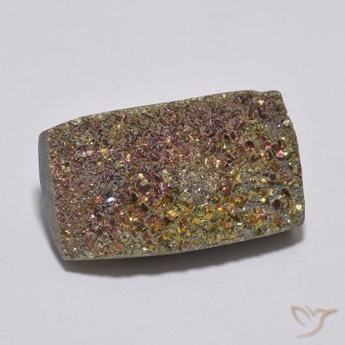 7.91 ct Multicolor Rainbow Pyrite Stone, Natural Rainbow Pyrite in Baguette Crystal Cluster Shape for Sale