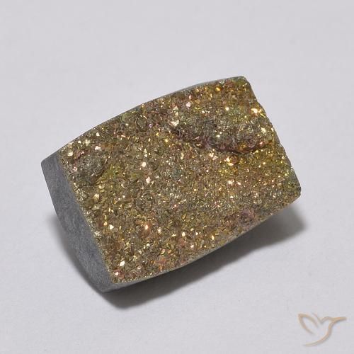 4.20 ct Multicolor Rainbow Pyrite Stone, Natural Rainbow Pyrite in Baguette Crystal Cluster Shape for Sale