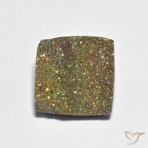 8.26ct Natural Multicolor Rainbow Pyrite, Square, Opaque