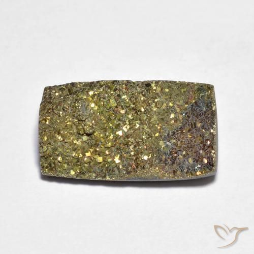 15,4 x 8,6mm baguetteschliff mehrfarbiger Regenbogen-Pyrit aus Russland, Gewicht 5,03 ct, 1 Stück Regenbogen-Pyrit - Farbe: Mehrfarbig, natürlicher Edelstein in Opaque Reinheit, Mohs-Härte von 6 - 6,5, Photo A
