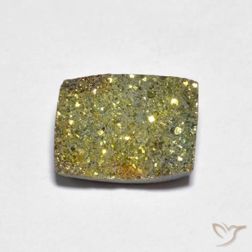 4,03 ct baguetteschliff mehrfarbiger Regenbogen-Pyrit aus Russland, Größe 11,7 x 9mm, natürlicher Edelstein, Opaque Reinheit, 1 Stück baguetteschliff Regenbogen-Pyrit, Mohs-Härte von 6 - 6,5 , Photo A