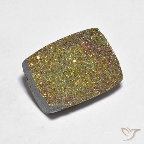7.95 ct Multicolor Rainbow Pyrite Stone, Natural Rainbow Pyrite in Baguette Crystal Cluster Shape for Sale