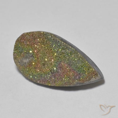 8.03ct Natural Multicolor Rainbow Pyrite, Pear Shape, Opaque
