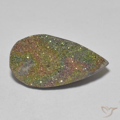 8.03 ct Multicolor Rainbow Pyrite Stone, Natural Rainbow Pyrite in Pear Crystal Cluster Shape for Sale