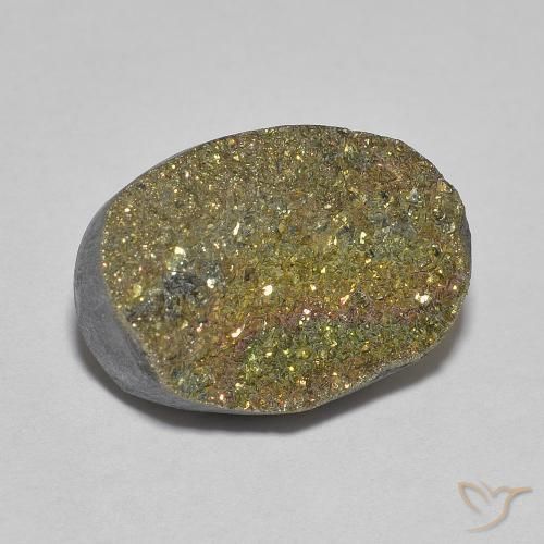 7.46 ct Multicolor Rainbow Pyrite Stone, Natural Rainbow Pyrite in Oval Crystal Cluster Shape for Sale