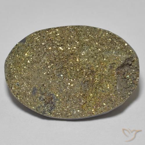 18,68 ct ovaler Regenbogen-Pyrit aus Russland, Größe: 23,2 x 16,2mm, Reinheit: Opaque, Garantiert echter Edelstein, 1 Stück Regenbogen-Pyrit in Mehrfarbig Farbe, Mohs-Härte von 6 - 6,5, Photo A