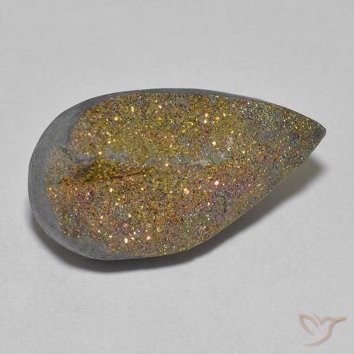 10.62 ct Multicolor Rainbow Pyrite Stone, Natural Rainbow Pyrite in Pear Crystal Cluster Shape for Sale