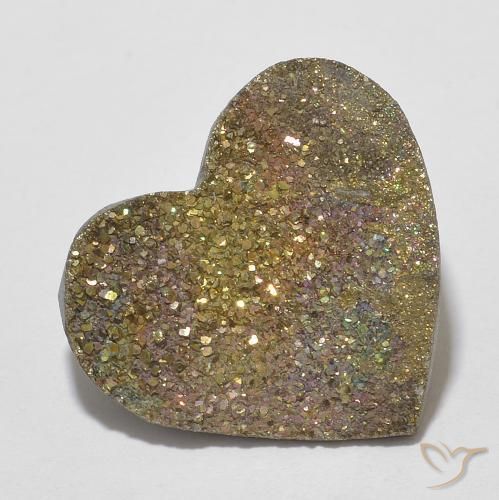 7.36 ct Multicolor Rainbow Pyrite Stone, Natural Rainbow Pyrite in Heart Crystal Cluster Shape for Sale