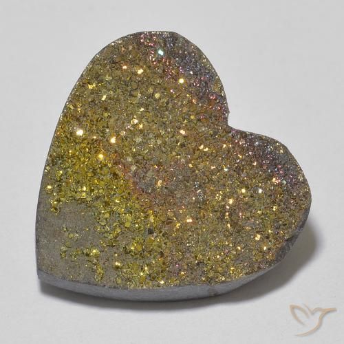 13.57ct Natural Multicolor Rainbow Pyrite, Heart, Opaque