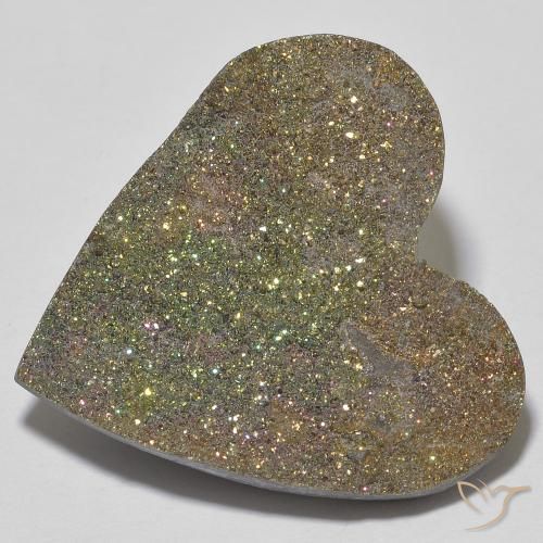 20.14ct Natural Multicolor Rainbow Pyrite, Heart, Opaque