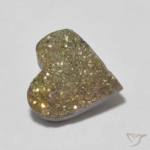 4.50 ct Multicolor Rainbow Pyrite Stone, Natural Rainbow Pyrite in Heart Crystal Cluster Shape for Sale