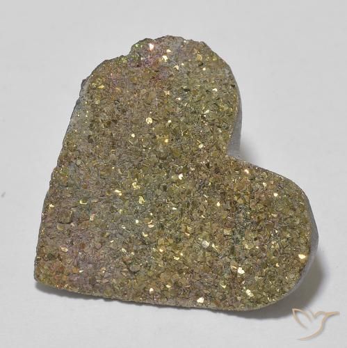 13.67 ct Multicolor Rainbow Pyrite Stone, Natural Rainbow Pyrite in Heart Crystal Cluster Shape for Sale