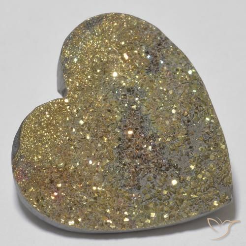 28.68 ct Multicolor Rainbow Pyrite Stone, Natural Rainbow Pyrite in Heart Crystal Cluster Shape for Sale