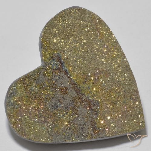 26.19 ct Multicolor Rainbow Pyrite Stone, Natural Rainbow Pyrite in Heart Crystal Cluster Shape for Sale