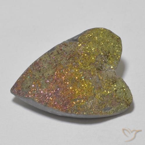 12.80ct Natural Multicolor Rainbow Pyrite, Heart, Opaque