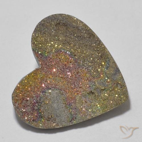 9.21 ct Multicolor Rainbow Pyrite Stone, Natural Rainbow Pyrite in Heart Crystal Cluster Shape for Sale