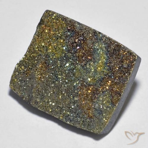 14.02 ct Multicolor Rainbow Pyrite Stone, Natural Rainbow Pyrite in Baguette Crystal Cluster Shape for Sale