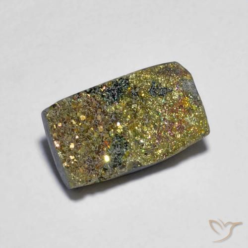 3.88 ct Multicolor Rainbow Pyrite Gemstone, Rainbow Pyrite Gem in Baguette Crystal Cluster Shape for Sale.