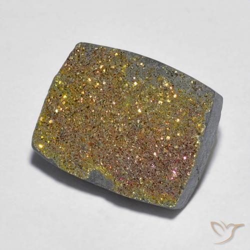 7.46 ct Multicolor Rainbow Pyrite Stone, Natural Rainbow Pyrite in Baguette Crystal Cluster Shape for Sale