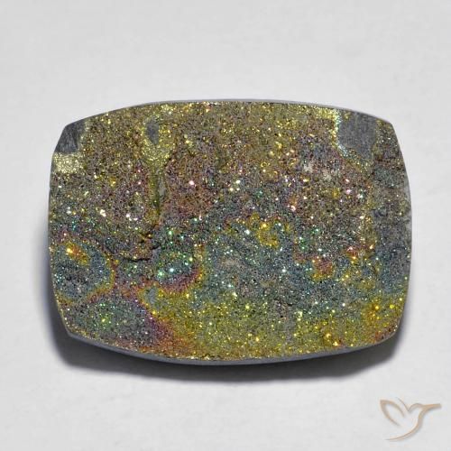 16.03ct Natural Multicolor Rainbow Pyrite, Cushion, Opaque