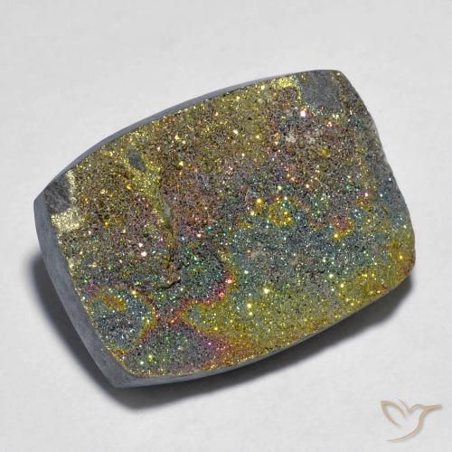 16.03 ct Multicolor Rainbow Pyrite Stone, Natural Rainbow Pyrite in Cushion Crystal Cluster Shape for Sale