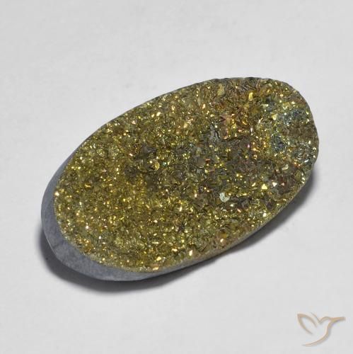12.47 ct Multicolor Rainbow Pyrite Stone, Natural Rainbow Pyrite in Oval Crystal Cluster Shape for Sale