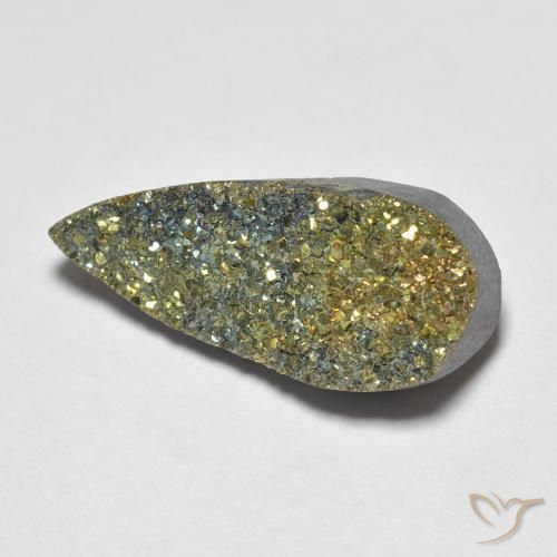6.64ct Natural Multicolor Rainbow Pyrite, Pear Shape, Opaque