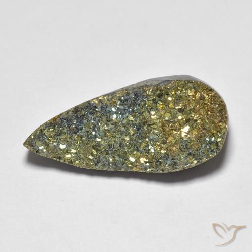 6.64 ct Multicolor Rainbow Pyrite Stone, Natural Rainbow Pyrite in Pear Crystal Cluster Shape for Sale