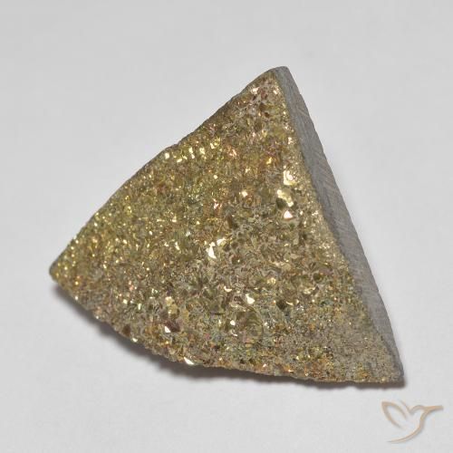 11.12ct Natural Multicolor Rainbow Pyrite, Trillion, Opaque