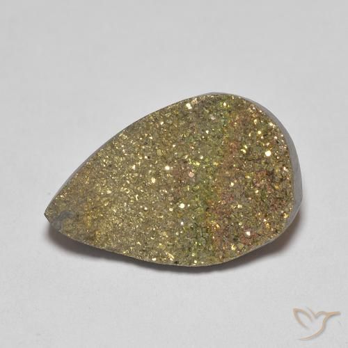 4,74 ct birnenschliff mehrfarbiger Regenbogen-Pyrit aus Russland, Größe 16,6 x 10,7mm, Garantiert natürlicher Edelstein, Opaque Reinheit, 1 Stück Regenbogen-Pyrit in Mehrfarbig Farbe, Mohs-Härte von 6 - 6,5, Photo A