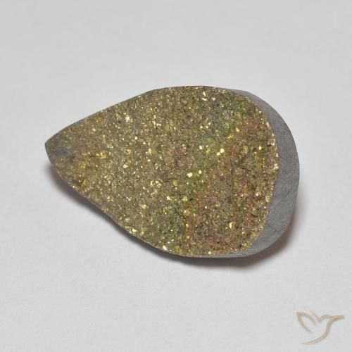 4.74 ct Multicolor Rainbow Pyrite Stone, Natural Rainbow Pyrite in Pear Crystal Cluster Shape for Sale
