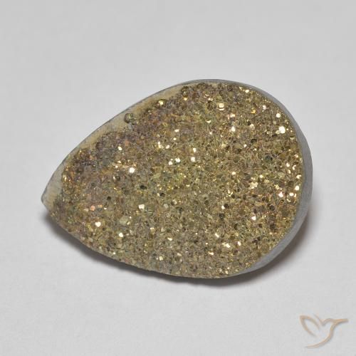 6.60ct Natural Multicolor Rainbow Pyrite, Pear Shape, Opaque