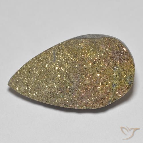 12.75 ct Multicolor Rainbow Pyrite Stone, Natural Rainbow Pyrite in Pear Crystal Cluster Shape for Sale