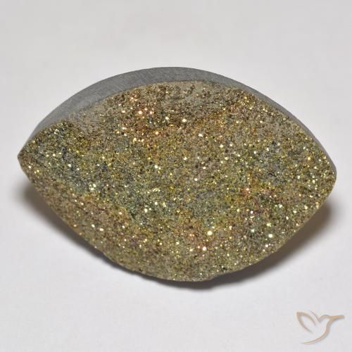 17.11 ct Multicolor Rainbow Pyrite Gemstone, Rainbow Pyrite Gem in Marquise Cabochon Shape for Sale.