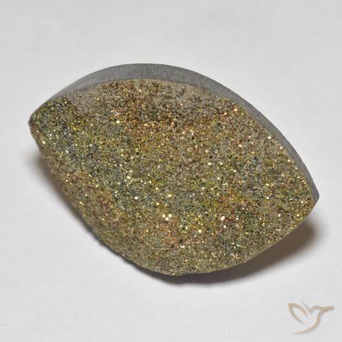 17.11 ct Multicolor Rainbow Pyrite Stone, Natural Rainbow Pyrite in Marquise Cabochon Shape for Sale