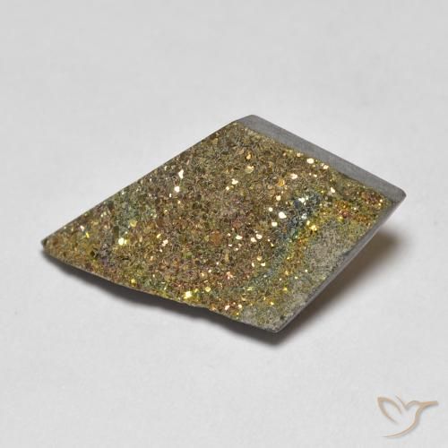 5.13 ct Multicolor Rainbow Pyrite Stone, Natural Rainbow Pyrite in Rhomb Crystal Cluster Shape for Sale
