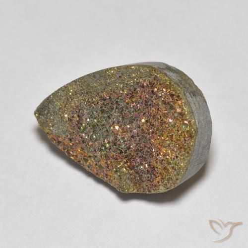 7.81 ct Multicolor Rainbow Pyrite Stone, Natural Rainbow Pyrite in Pear Crystal Cluster Shape for Sale