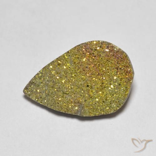3.79 ct Multicolor Rainbow Pyrite Stone, Natural Rainbow Pyrite in Pear Crystal Cluster Shape for Sale