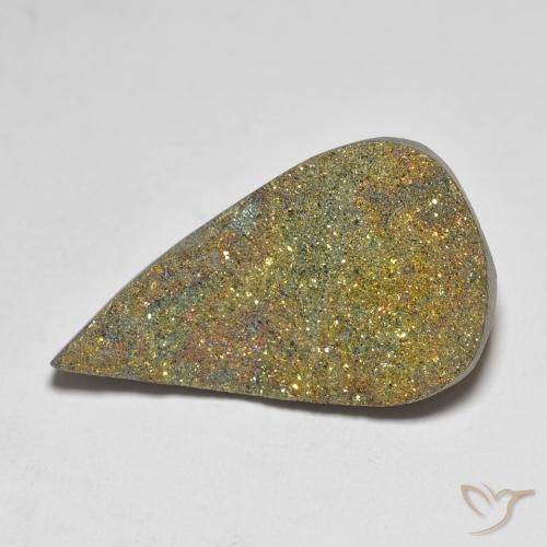 12.62ct Natural Multicolor Rainbow Pyrite, Pear Shape, Opaque