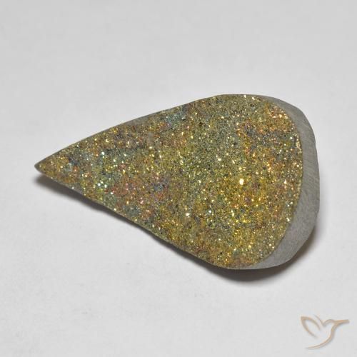 12.62 ct Multicolor Rainbow Pyrite Stone, Natural Rainbow Pyrite in Pear Crystal Cluster Shape for Sale