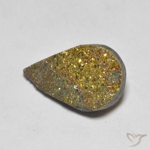 4.42 ct Multicolor Rainbow Pyrite Stone, Natural Rainbow Pyrite in Pear Crystal Cluster Shape for Sale