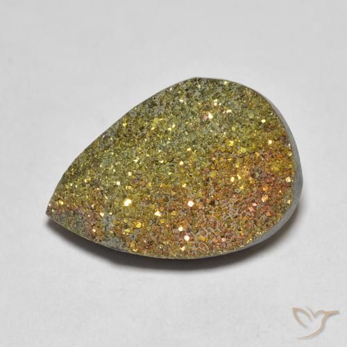 6.29ct Natural Multicolor Rainbow Pyrite, Pear Shape, Opaque
